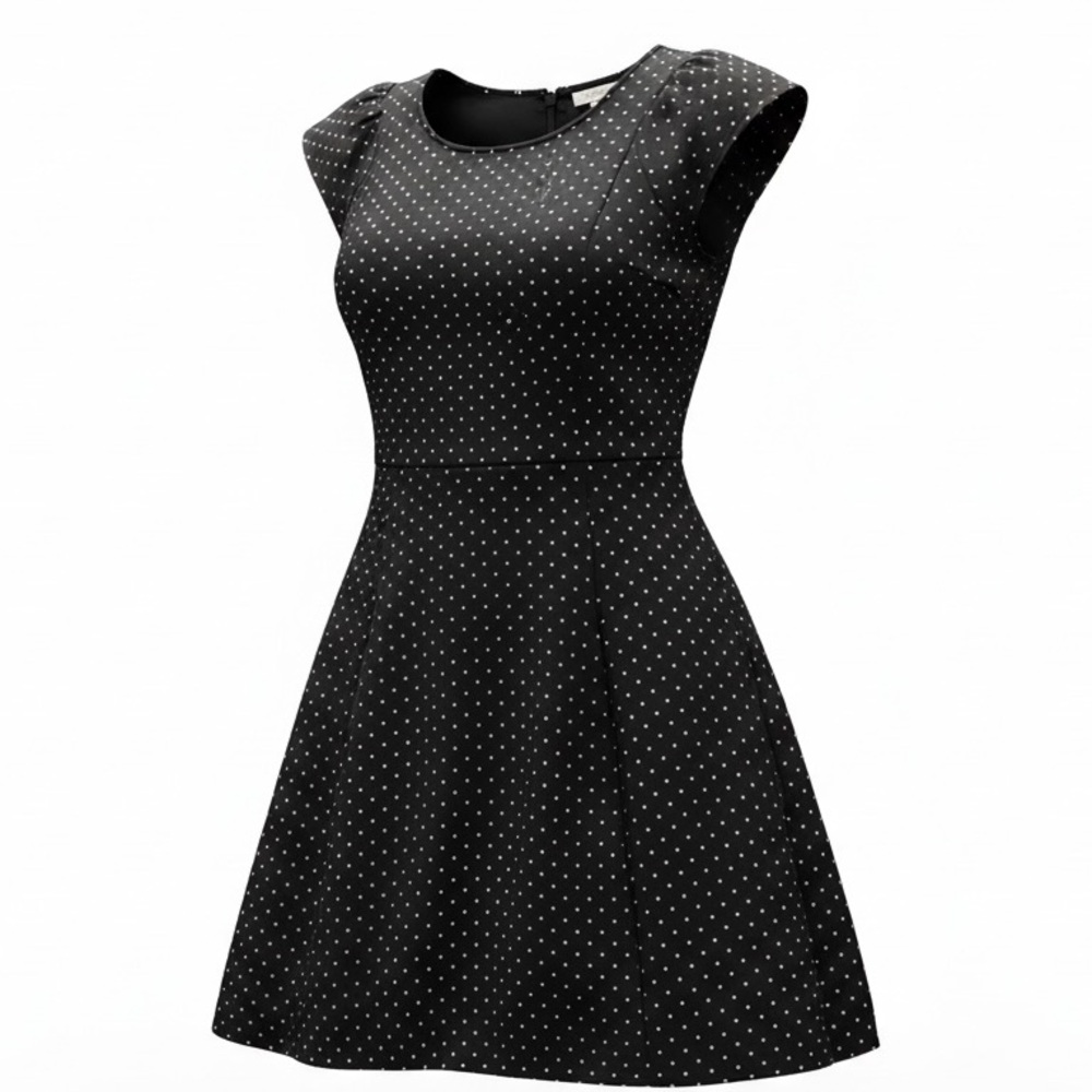 H&M Black Midi Dress with White Polka Dots